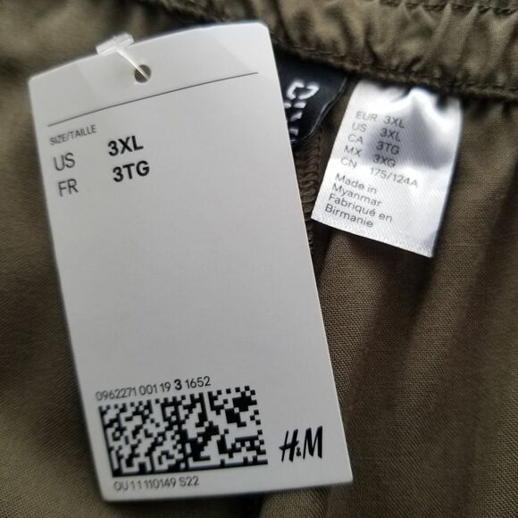 Divided H&M Pants Size 3XL High-Rise Pull-On Green Tapered Pockets Viscose New - Picture 8 of 8